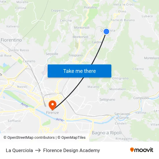 La Querciola to Florence Design Academy map