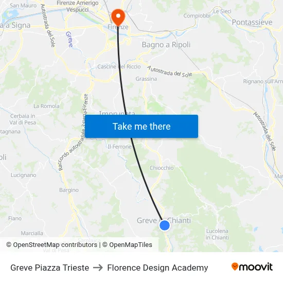 Greve Trieste Square to Florence Design Academy map