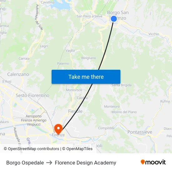 Hospital Borough to Florence Design Academy map