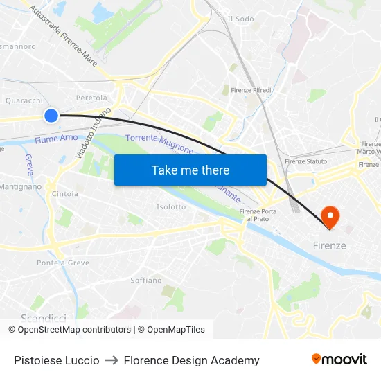 Pistoiese Luccio to Florence Design Academy map