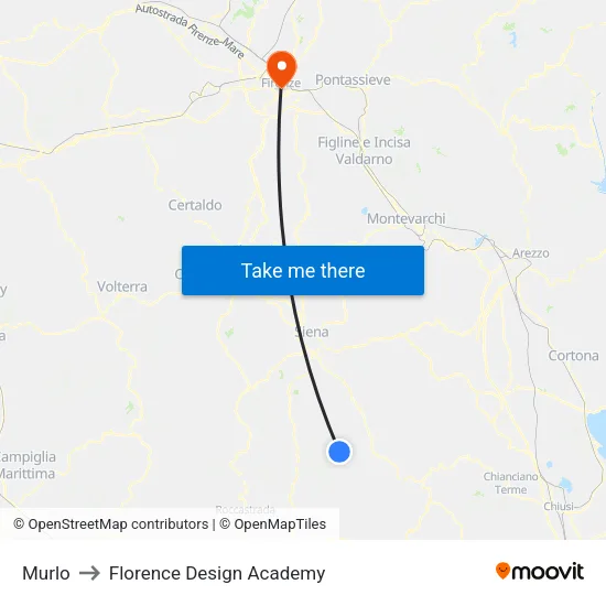 Murlo to Florence Design Academy map