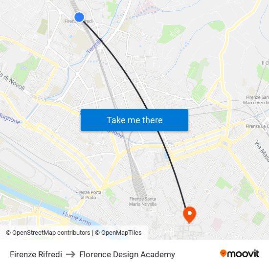 Firenze Rifredi to Florence Design Academy map