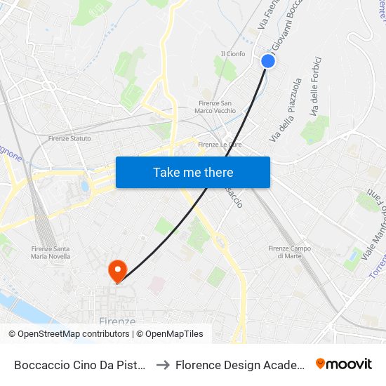 Boccaccio Cino Da Pistoia to Florence Design Academy map