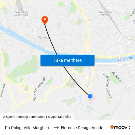 Po Palagi Villa Margherita to Florence Design Academy map