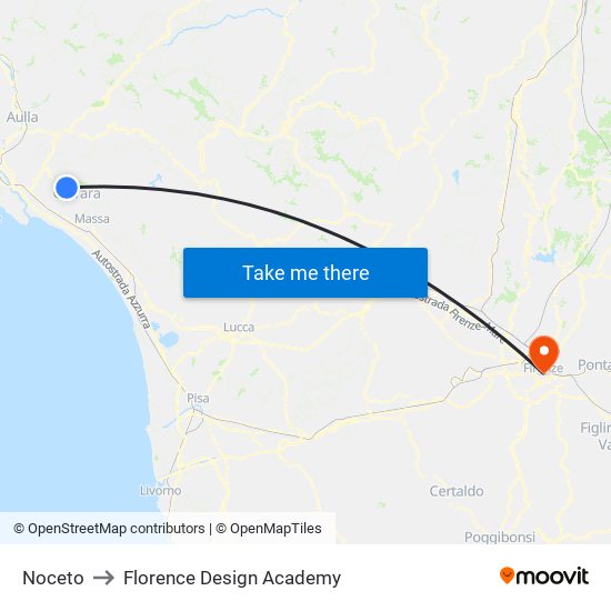Noceto to Florence Design Academy map