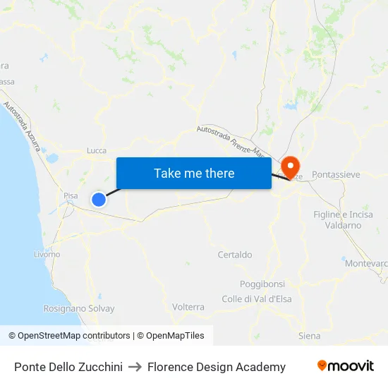 Ponte Dello Zucchini to Florence Design Academy map