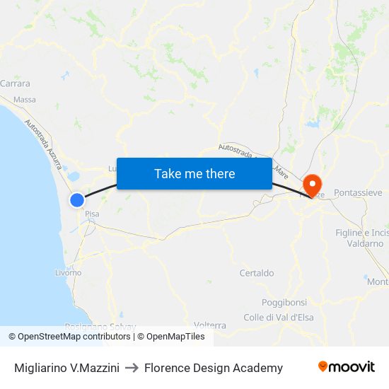 Migliarino V.Mazzini to Florence Design Academy map