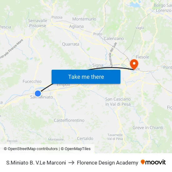 Strozzi 1 to Florence Design Academy map