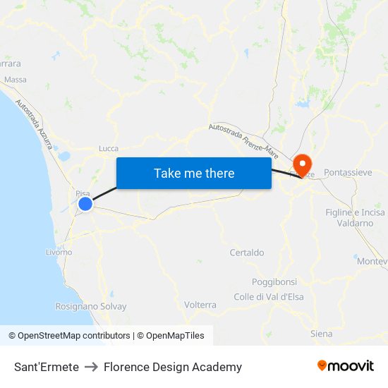 Sant'Ermete to Florence Design Academy map