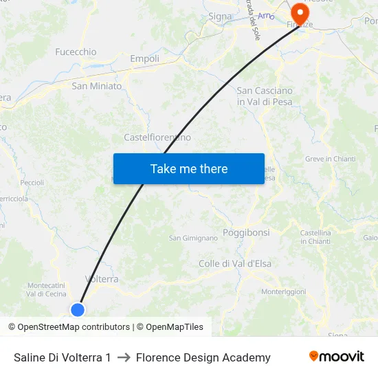 Saline Di Volterra 1 to Florence Design Academy map