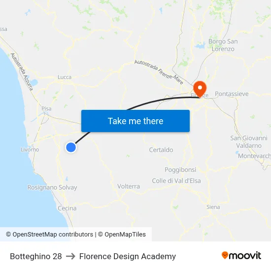 Botteghino 28 to Florence Design Academy map