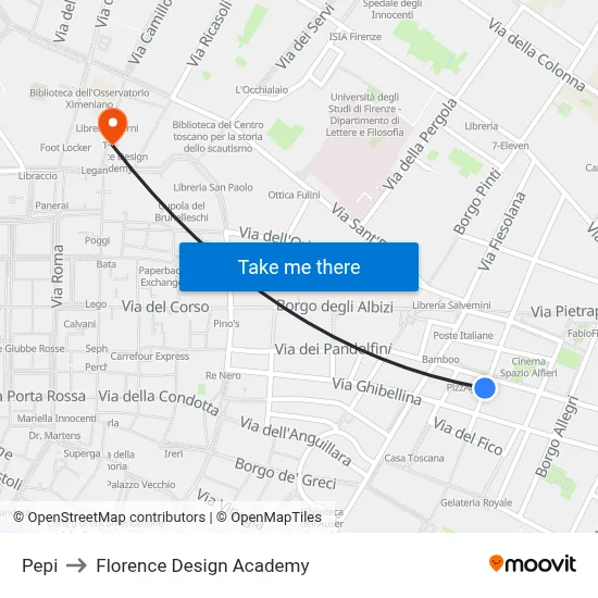 Pepi to Florence Design Academy map