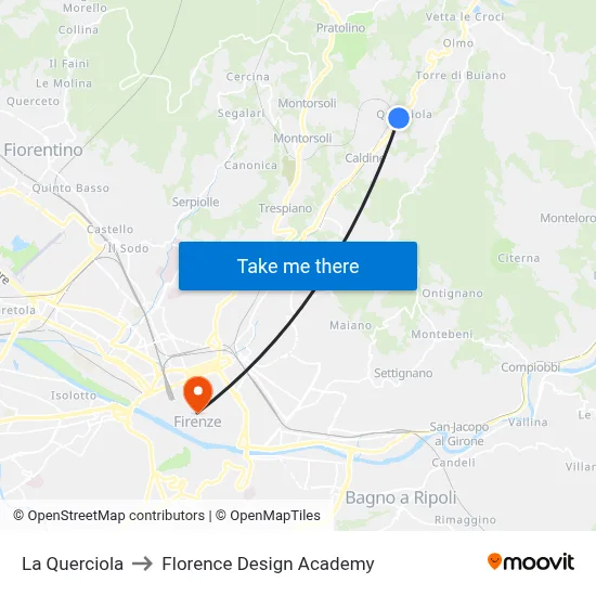 La Querciola to Florence Design Academy map