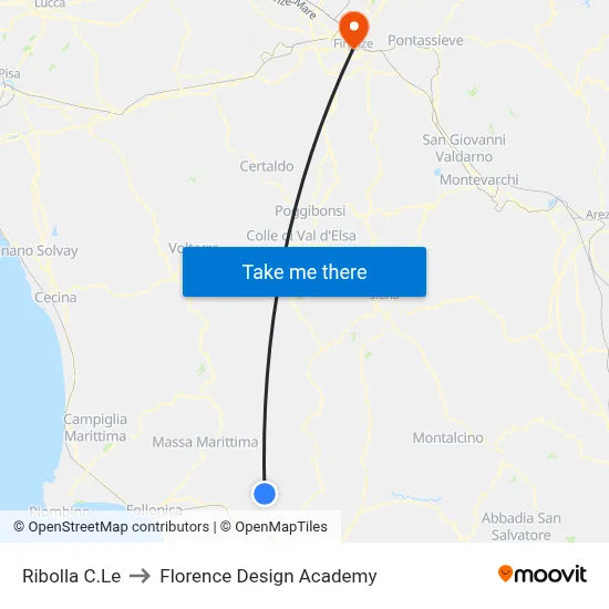 Ribolla Central to Florence Design Academy map