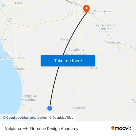 Valpiana to Florence Design Academy map