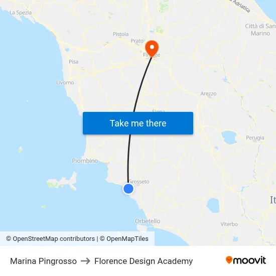 Marina Pingrosso to Florence Design Academy map