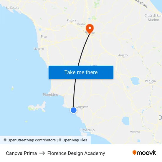 Canova Prima to Florence Design Academy map