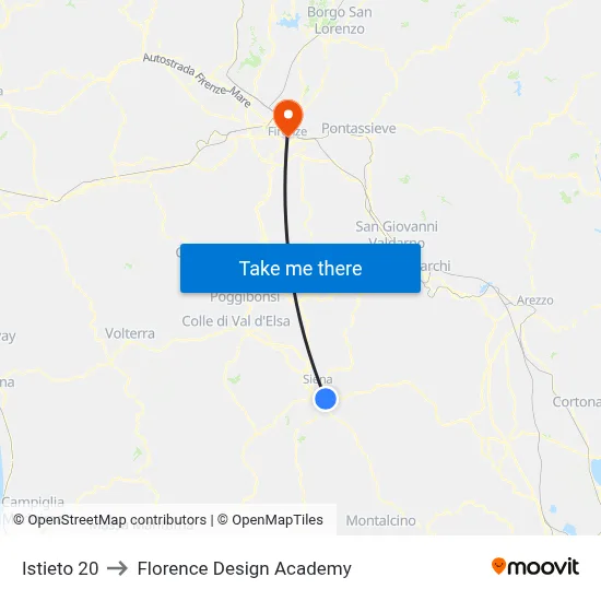 Istieto 20 to Florence Design Academy map
