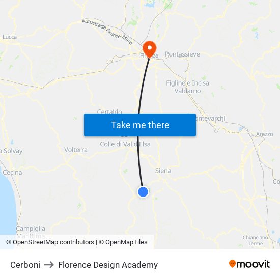 Cerboni to Florence Design Academy map