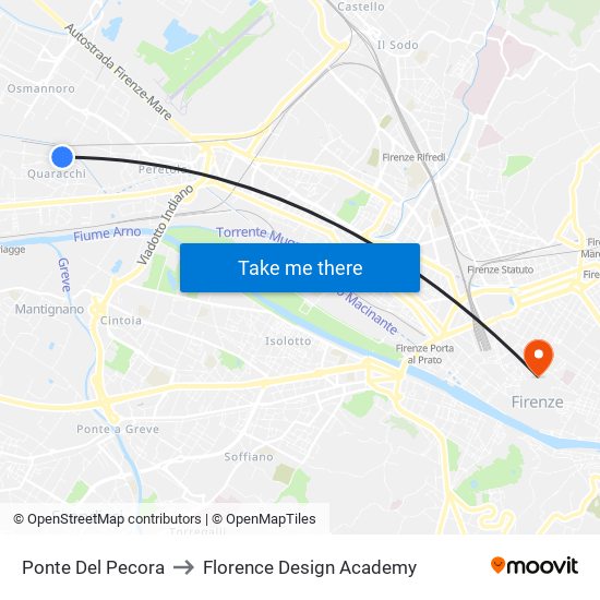 Ponte Del Pecora to Florence Design Academy map