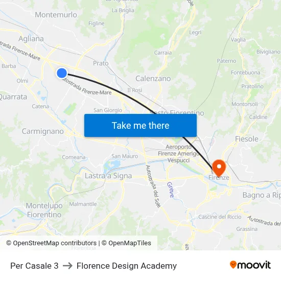 To Casale 3 to Florence Design Academy map