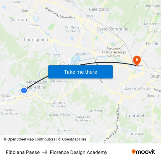 Fibbiana Village to Florence Design Academy map