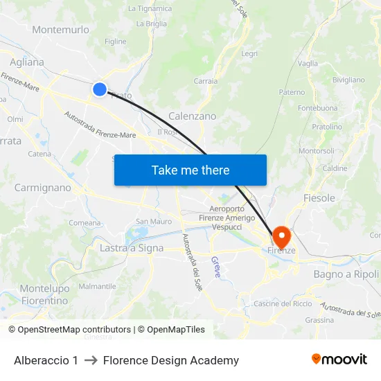 Alberaccio 1 to Florence Design Academy map