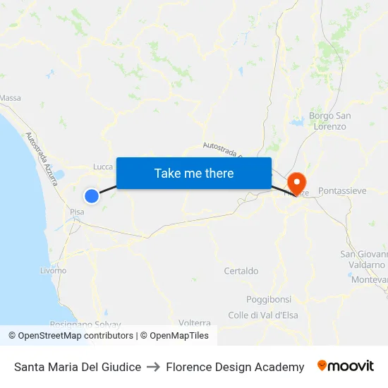 Santa Maria Del Giudice to Florence Design Academy map