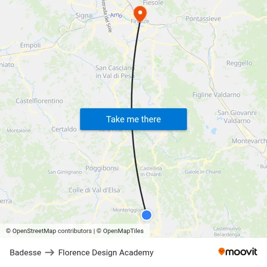 Badesse to Florence Design Academy map