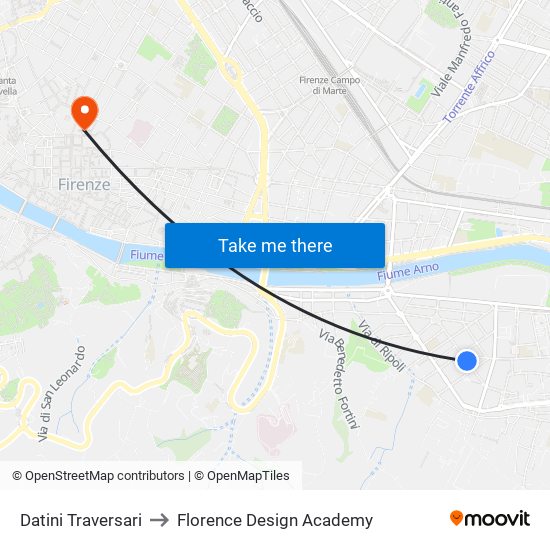 Datini Traversari to Florence Design Academy map