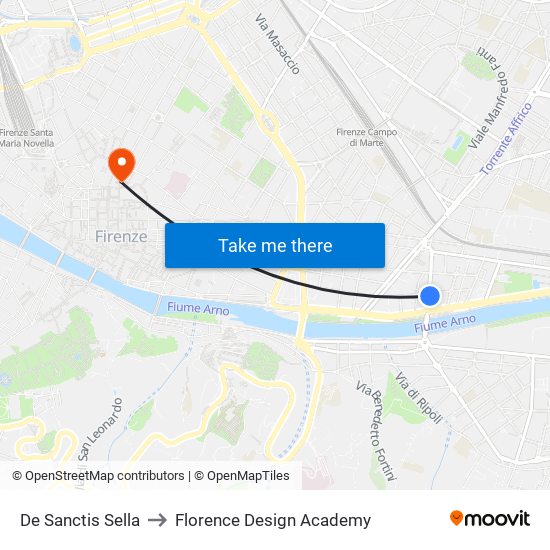 De Sanctis Sella to Florence Design Academy map