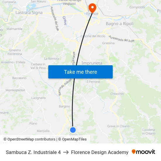 Sambuca Industrial Zone 4 to Florence Design Academy map
