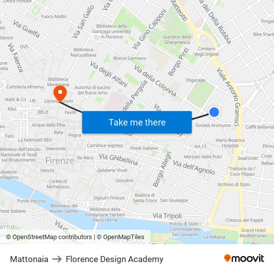 Mattonaia to Florence Design Academy map