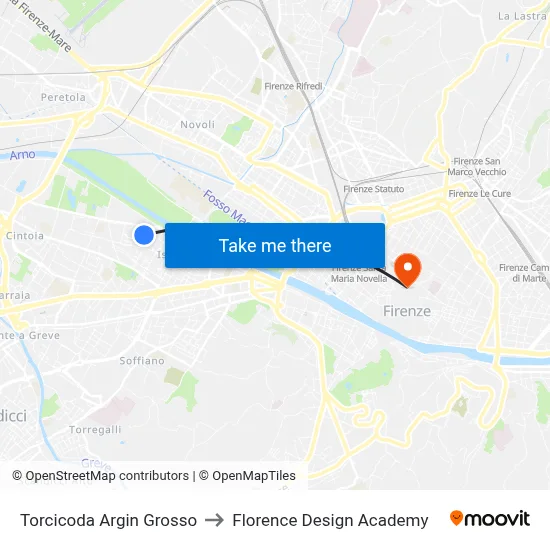 Torcicoda Argin Grosso to Florence Design Academy map
