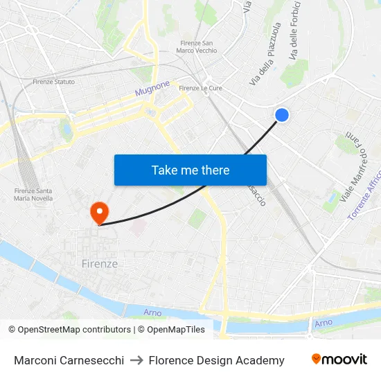 Marconi Carnesecchi to Florence Design Academy map