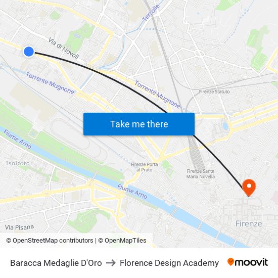 Baracca Medaglie D'Oro to Florence Design Academy map