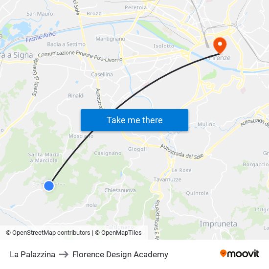 La Palazzina to Florence Design Academy map