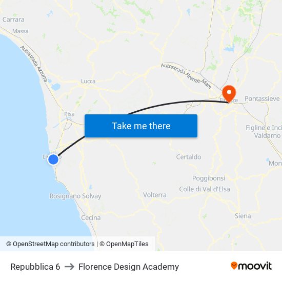 Repubblica 6 to Florence Design Academy map