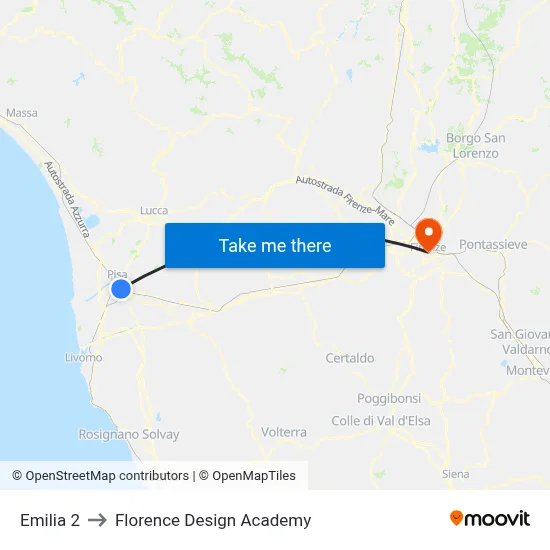 Emilia 2 to Florence Design Academy map