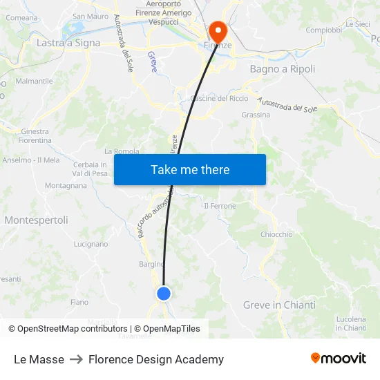 Le Masse to Florence Design Academy map