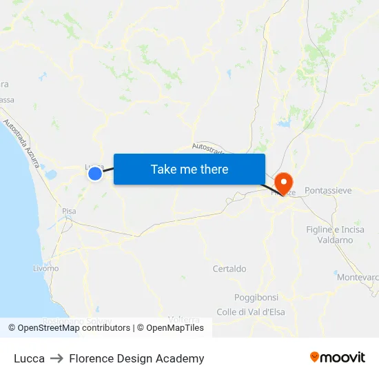 Lucca to Florence Design Academy map