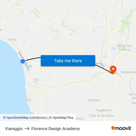Viareggio to Florence Design Academy map