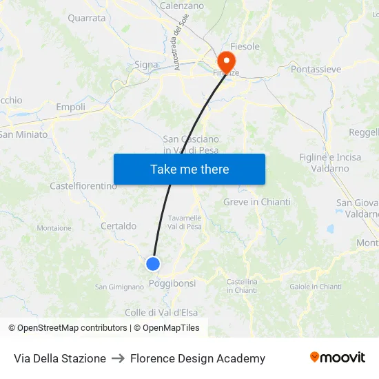 Via Della Stazione to Florence Design Academy map