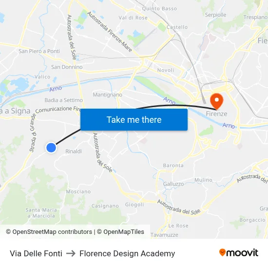 Delle Fonti Street to Florence Design Academy map