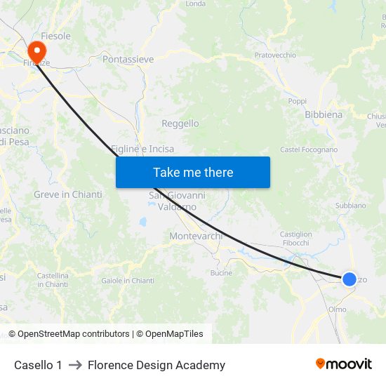 Casello 1 to Florence Design Academy map