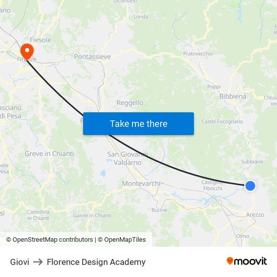 Giovi to Florence Design Academy map