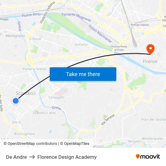De Andre to Florence Design Academy map