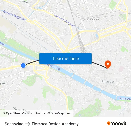 Sansovino to Florence Design Academy map