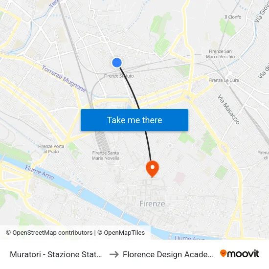 Muratori - Stazione Statuto to Florence Design Academy map