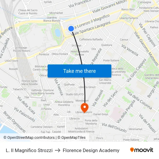 L. Il Magnifico Strozzi to Florence Design Academy map